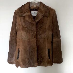Vintage Fur Coat with Leather Trim | Size M